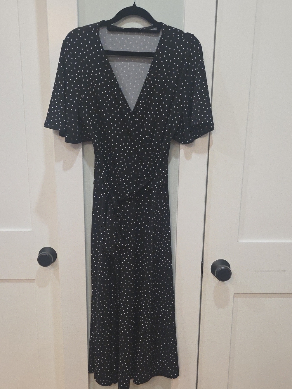 Ricki's Black and White Polka Dot Midi Wrap Dress